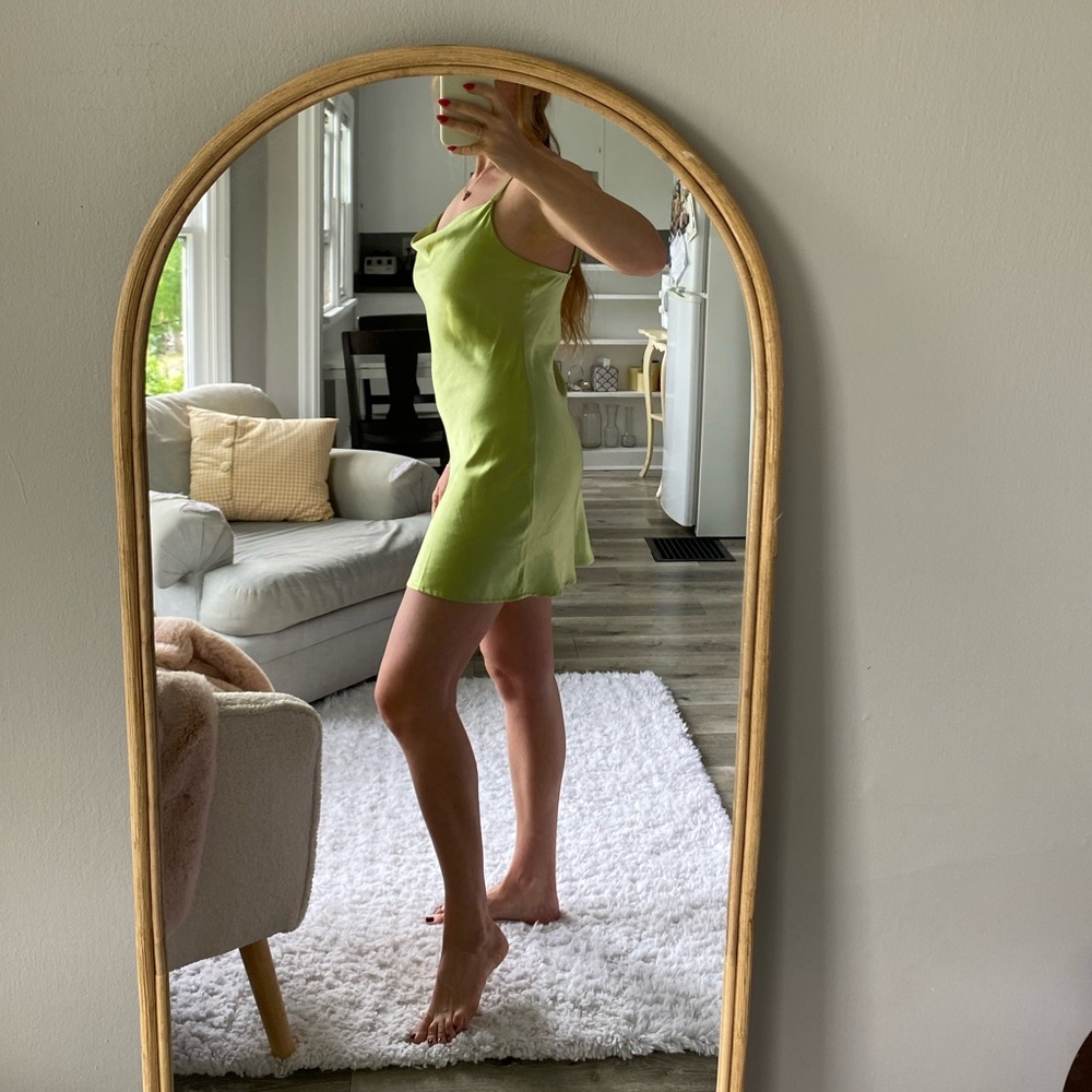 Audrey 3+1 silk mini dress in vibrant green